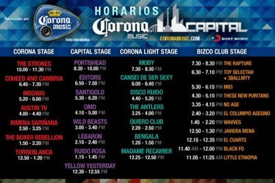 Horarios del Corona Capital 2011 9