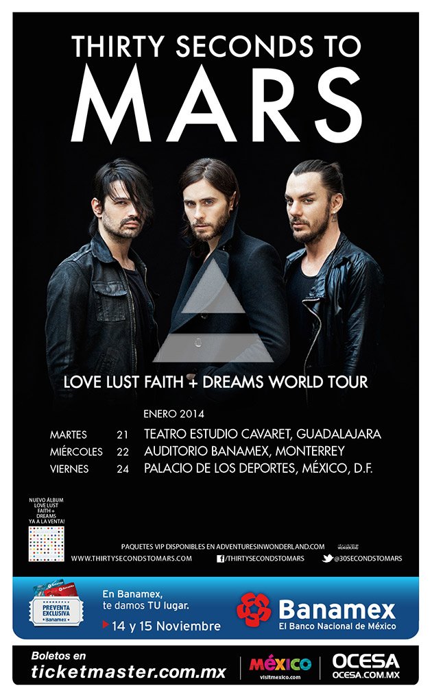 Thirty Seconds To Mars en México 5 30secondstomarsposter