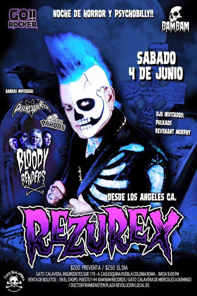 Rezurex y su Psychobilly en el Gato Calavera 5 REZUREX 2016 CARTEL GATO CALAVERA
